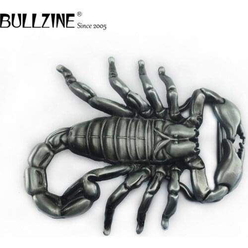 The Bullzine Scorpion belt buckle with pewter finish FP-02615-1 with continous stock