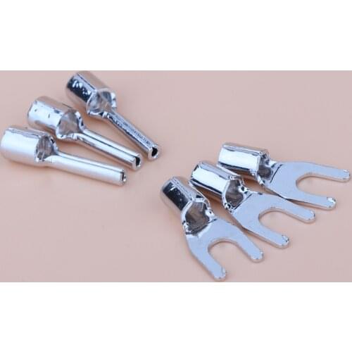 Power socket installation Connector Rhodium plated Copper Y Fork Banana Plug for Power plugs 6PCS