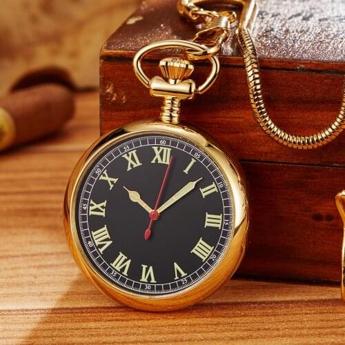 Luxury Sliver Mechanical Pocket Watch Luminous Hands Men Women Golden Color Roman Numerals Fob Chain Russia Automatic Good Clock