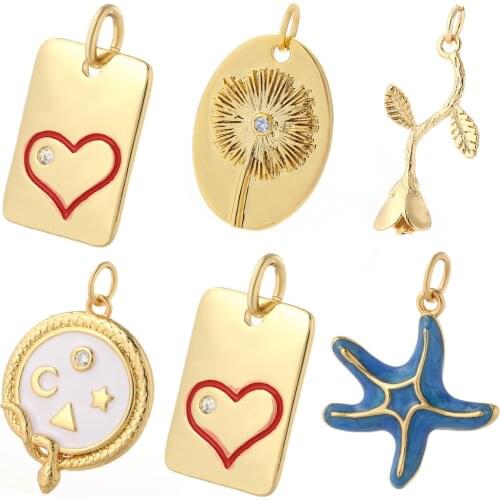 Rose Flower Heart Star Charms Diy Jewelry Make Earring Nekclace Bracelet Accessories Charms for Jewelry Making Gold CZ Designer