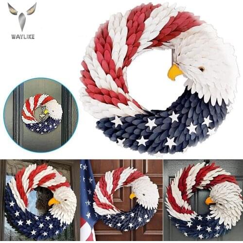 WAYLIKE Christmas Decoration Wreath Patriotic Eagle Wreath Door Decoration 2021 New Animal Eagle Wreath Decoration