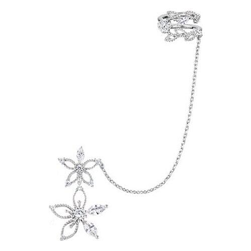 A Girl' 1pcs Korean Fashion Flower Zircon Chain Earrings For Women Trendy Earbone Clip Earrings Female