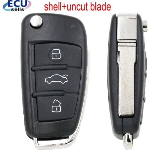 Replacement Folding Flip 3 Button Remote Car Key Shell Cover Fob For Audi A6 A6L A8 Q7 A3 A4 TT With Uncut Blade Fob Case