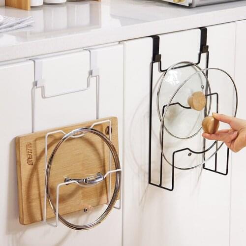 Door-back Pot Lid Rack Cutting Board Drain Rack Nail-free Iron Art Multi-function Cutting Board Storage Shelf Pot Lid Hanger