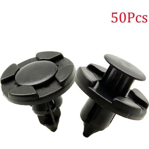 50Pcs Diameter 8mm Black Plastic Auto Fasteners Rivets Clips Cover Vehicle Car Bumper Door Panel Fender Liner Clips Retainer