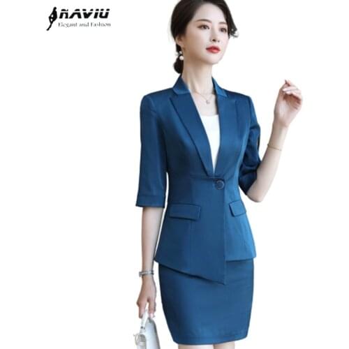 Professional Women Fashion Office Suits Temperament Formal Irregular Design Blazer and Skirt Lady Business Work Wear