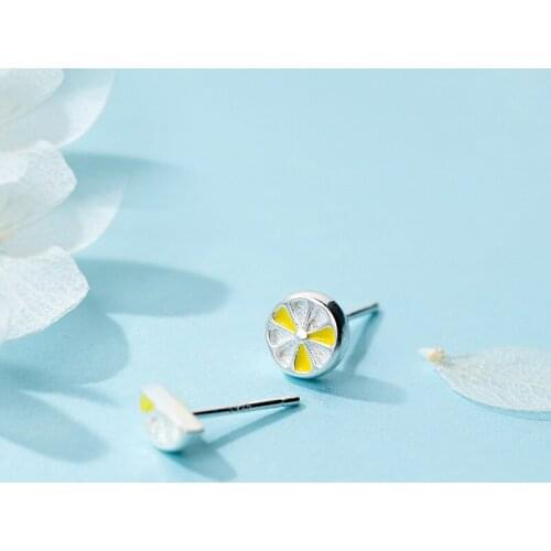 MloveAcc Trendy Style 925 Sterling Silver Exquisite Lemon Fruits Stud Earrings for Women Sterling Silver Jewelry Bijoux