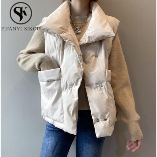 2020 Winter Vest Women Down Cotton Vest Coat Thick Warm Waistcoat Female Fashion Loose Sleeveless Jacket Vests High quality