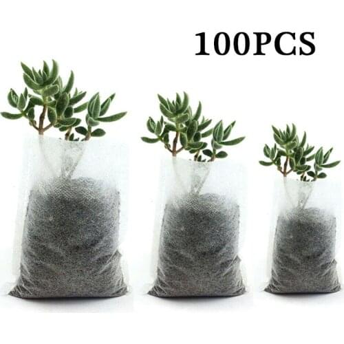 100PCS Different Biodegradable Non-woven Nursery Bags Plant Grow Bags For Fabric Seedling Raising Bag Plants Garden Supply