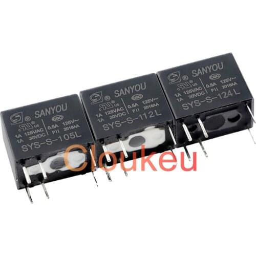 100Pcs Relay SYS-S-105L 112L 124L 5V 12V 24V 1A 6pin HFD23