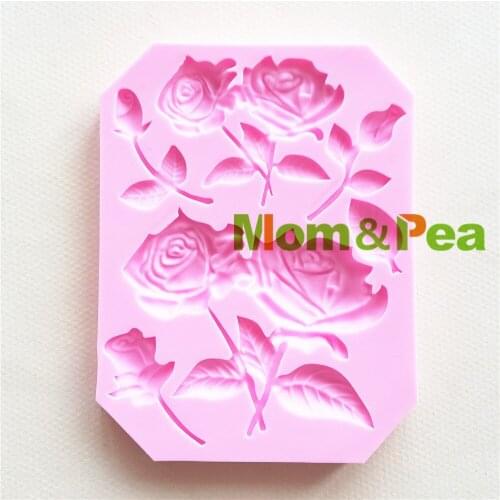 Mom&Pea 1462 Free Shipping Roses Mold Cake Decoration Fondant Cake 3D Mold Soap Mold Food Grade