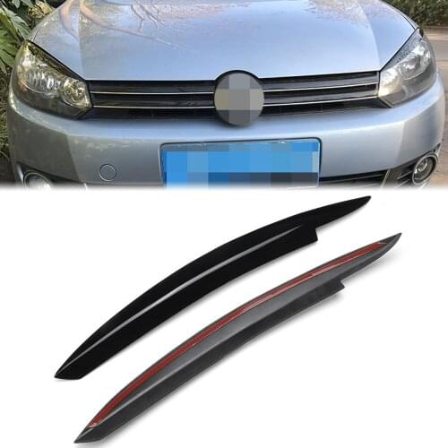 2pcs Front Headlight Eyelid Head Lamp Eyebrow Trim Cover For Volkswagen VW GOLF 6 VI MK6 GTI GTR 2008-2013 Car Styling Black