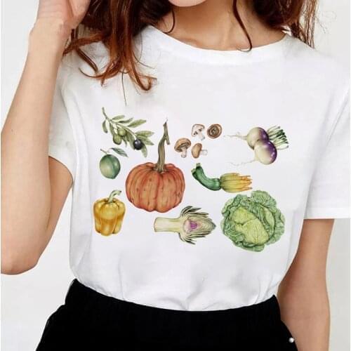 2021 Summer T-shirt Women Clothing Harajuku Vegetables Print Female Tee O-neck Short Sleeve fashion tshirt femme Plus Size XXXL