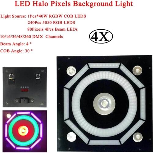 4Pcs/Lot Stage DJ Lighting Equipment LED Halo Pixels Background Lights DMX 512 Flashing Lights Dance Club Party Disco Light