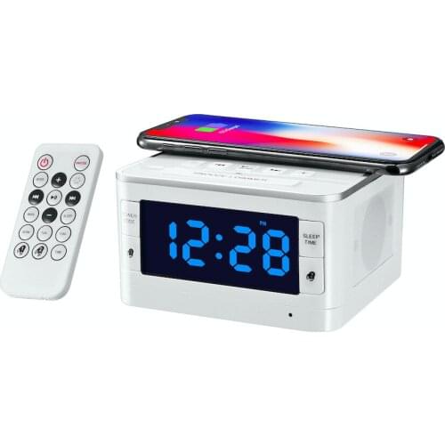 2021 New Wireless Charging Bluetooth Speaker Large LCD Screen Temperature Perpetual Calendar Display Usb Radio Playback Speaker