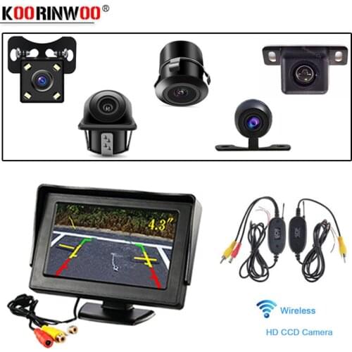 Koorinwoo Wireless 4.3 Inch LCD Car Rearview Monitor 2 Video inputs DVD VCR display for Rear view vehicle camera reverse Screen