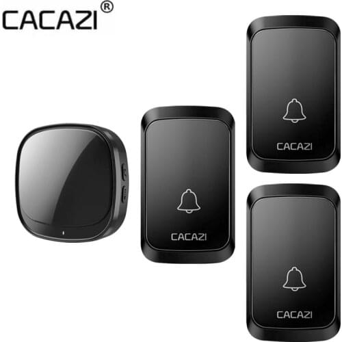 CACAZI USB Wireless Doorbell 300M Range Home Intelligent Waterproof Door Bell 60 Chimes 1 2 Button 1 2 3 Receiver 2021 Newest