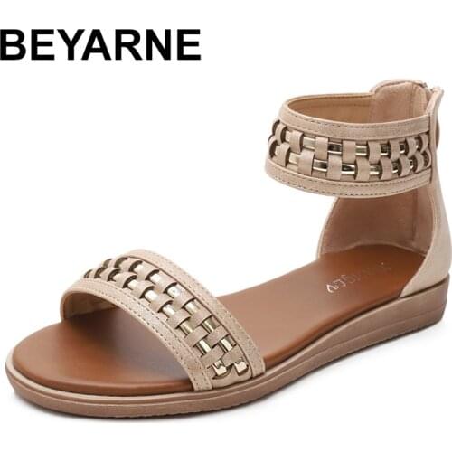 BEYARNE 2021 Bohemia Gladiator Ankle Strap Sandals Women Flat Fisherman Sandals Summer Open Toe Roman Shoes Size 9 10
