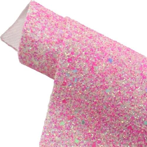Big Size Chunky Glitter Holographic Sequins Faux Leather Sheets Synthetic Leather Fabric for Earring Bows Valentines Day Crafts