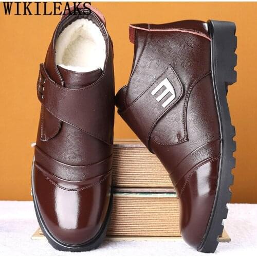 Winter Shoes Men Boots Genuine Leather Ankle Boots Men Snow Boots Black Formal Shoes Men Botas Moto Hombre Buty Meskie Ayakkabı