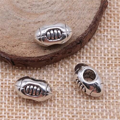 Free shipping 24pcs 14x9x8mm antique silver Rugby beads charms diy retro jewelry fit Earring keychain hair card pendant