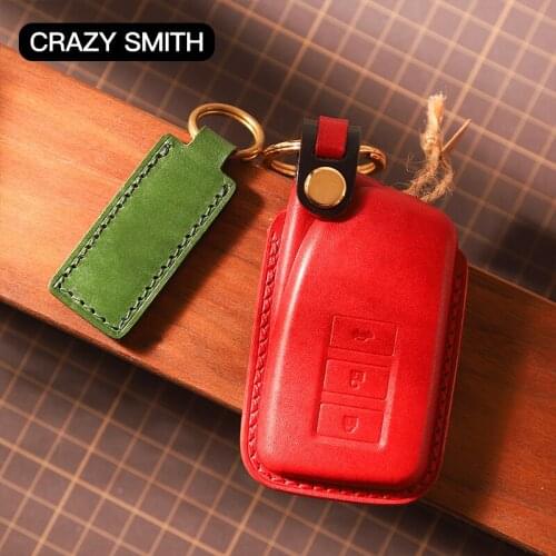 Crazy Smith Smart Car Key Case Cover for Lexus LGS/es/nx235/R0 High Grade Full Grain Genuine Leather Handmade Crafts Gift Brown