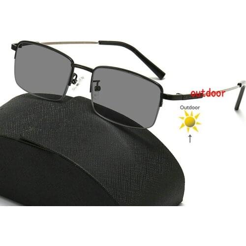 Business metal half frame Progressive Multifocal glasses Transition Sunglasses Photochromic Reading Glasses Men FML