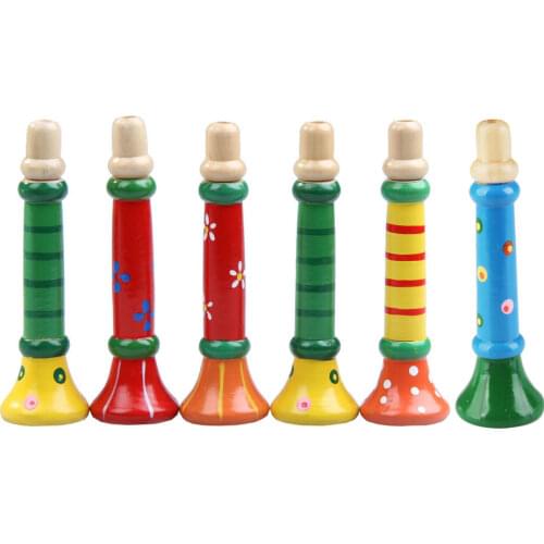 Wooden Trumpet Buglet Hooter Bugle Toys Kids Colorful Trumpet Hooter Toy Children Musical Instrument Educational Toy Trumpet
