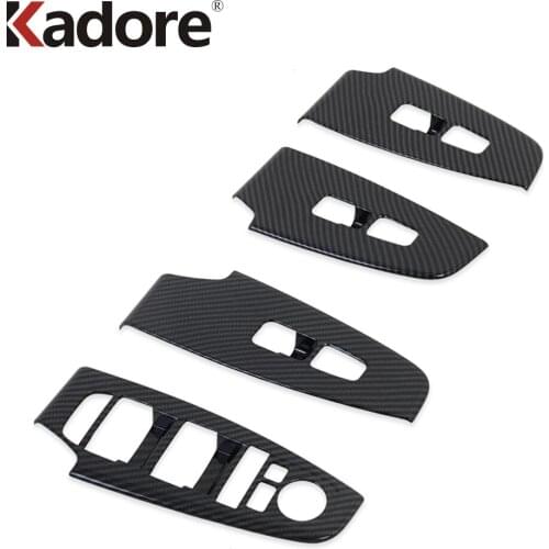 For Kia Seltos 2019 2020 Carbon Fiber Car Interior Window Lift Switch Panel Cover Trim Sticker Accessories 4pcs left hand drive