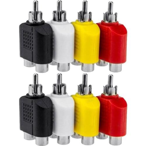 DOONJIEY 8Pcs RCA Y Splitter Audio Video Converter 1 Male to 2 Female Adapter