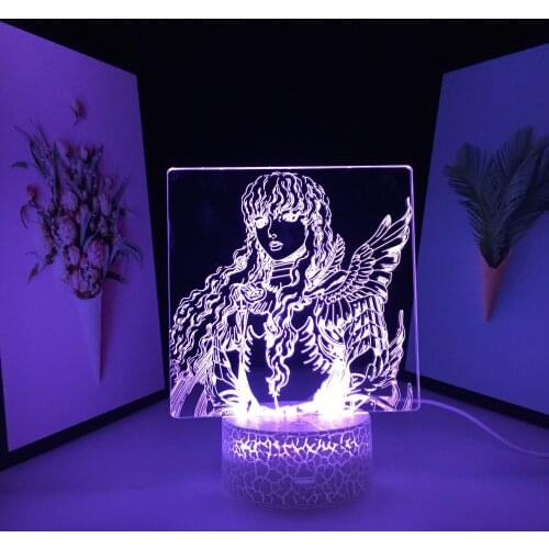 Figure Ornaments 3D LED Lamp Animation Peripherals Acrylic PanelVisual Illusion White Cracked Base Night Light for USB Charging