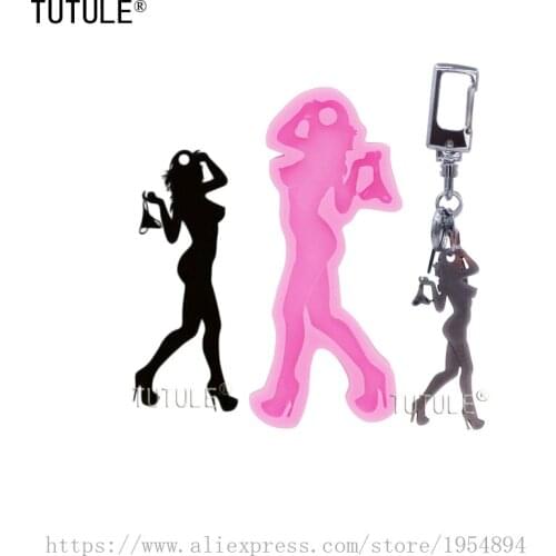 Beauty female key ring mould DIY epoxy resin craft silicone keychain molds,Jewelry Mold,Fondant Polymer cake Clay Necklace mould