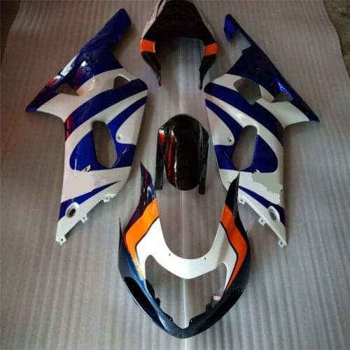Hot Sales,Injection molding For Suzuki GSX-R600 GSX-R750 01 02 03 black GSXR600/750 Blue White Motorcycle Fairing