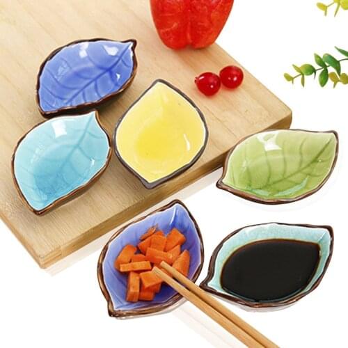 Ceramic Plate Japanese Small Plate Tableware Multifunctional Vinegar Plate Seasoning Plate Creative Leaf Snack Plate Salad Plate