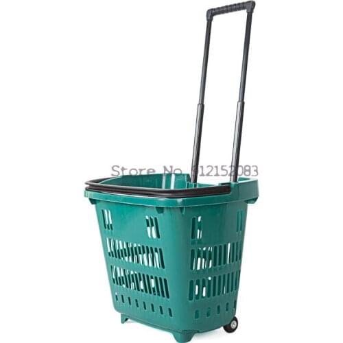 Supermarket Shopping Basket Trolley Wheeled Shopping Basket Picnic Basket Grocery Shopping Plastic Basket Shopping Cart Two-whee