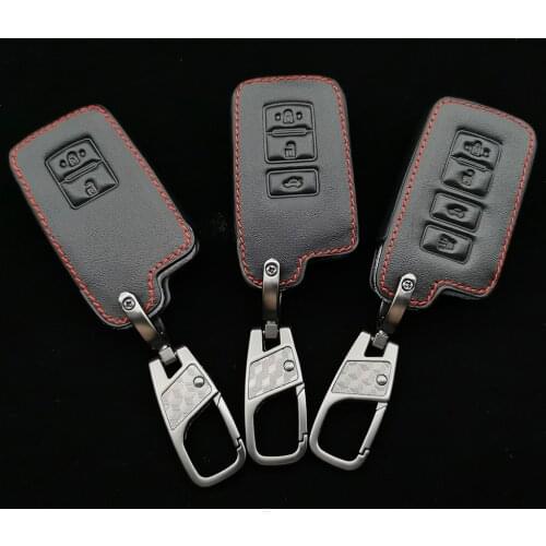 Leather Car Key Case For Toyota Auris Camry Rav4 Avalon Yaris Verso 2012-2018 2/3/4Button Keyless Remote Fob Protector Cover Bag