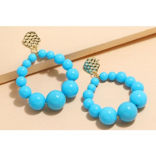 Fashion Bohemian Style Exaggerated Gradient Round Bead Womens Earrings Jewelry Gift