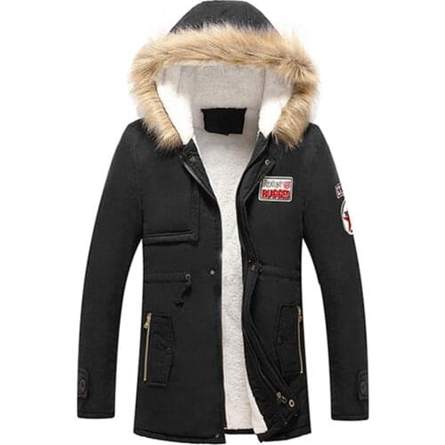 2020 Autumn winter new fashion casual men solid color hooded fur collar thickened with velvet lovers warm cotton clothes