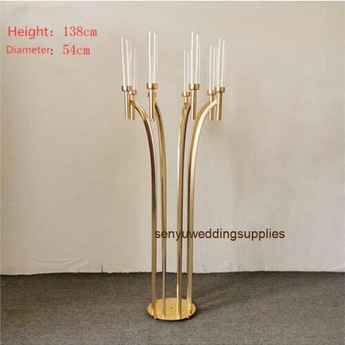 New style tall silver crystal acrylic cup candle holder candlestick walkway stand for wedding centerpiece decoration senyu01288