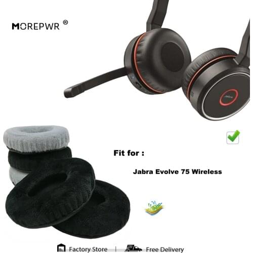 Replacement Ear Pads for Jabra Evolve 75 Wireless Headset Parts Leather Cushion Velvet Earmuff Earphone Sleeve Cover