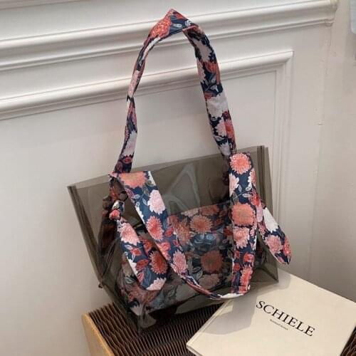 Women Bag Totes Bag Handbag Shoulder Bags Underarm Purse All-match Transparent Fashion PU Leather High Capacity Flower Pattern
