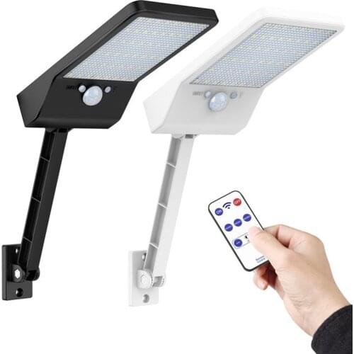 LED Remote Control Solar Wall Light Motion Sensor IP65 Outdoor Waterproof Poly-Silicon Solar Panel Home Courtyard Corridor Lamp
