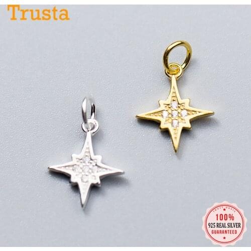Trustdavis 2020 Fashion Real 925 Sterling Silver Sweet Star Dazzling CZ Charm Pendant Handmade DIY Accessories Wholesale DZ12