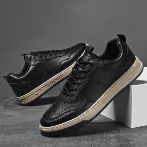 Mens Shoes Casual Spring Genuine Leather Loafers Classic Black Platform Shoe Man Youth Trend Driving Slip-on Shoes For Men