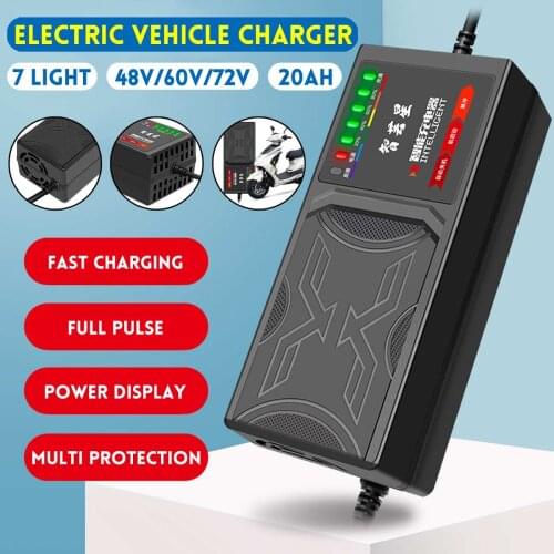 48V/60V/72V Electric vehicle charger With 7 light display power display current protection/ leakage protection/full pulse