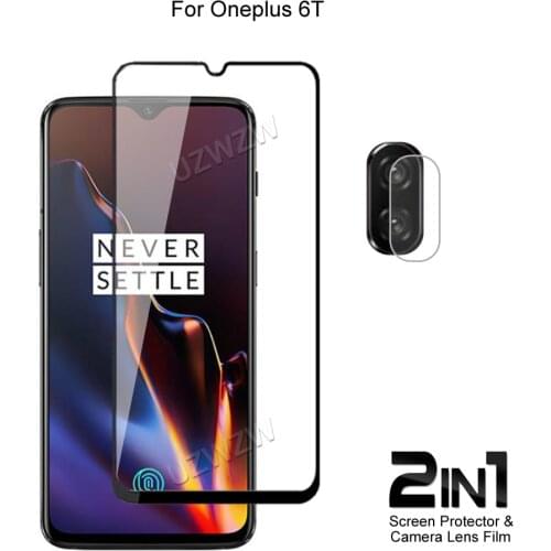 For OnePlus 6T Front Screen Protector Protective Tempered Glass & Camera Lens Film