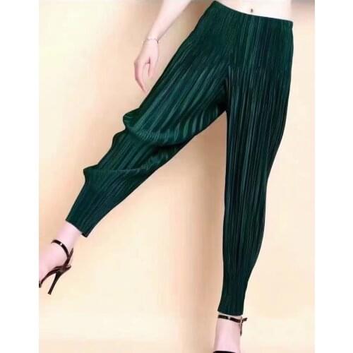 Woman Loose Pleated Pants Solid Slim High Elastic Loose Small Feet Wild Simple Casual Style 2021 New Summer Fashion
