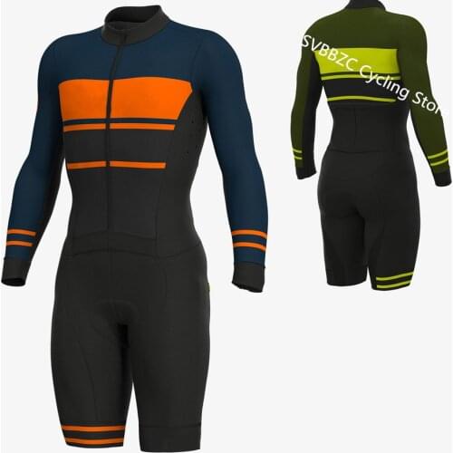 SVBBZC Womens Jumpsuit Triathlon Suit Ropa Ciclismo Maillot Long Sleeve Cycling Jerseys kit MTB Super Speed Cycling Skinsuit