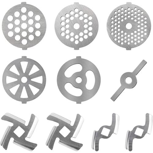 10Pcs Meat Grinder Blades Set, Stainless Steel Meat Grinder Plate Discs Sausage Stuffer Ring Food Grinding Blades