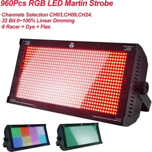 240W 960Pcs LED RGB 3IN1 Indoor Stage DMX512 Flat Led Strobe Light Disco Club DJ Blinder Lighting Martin Atomic Strobe